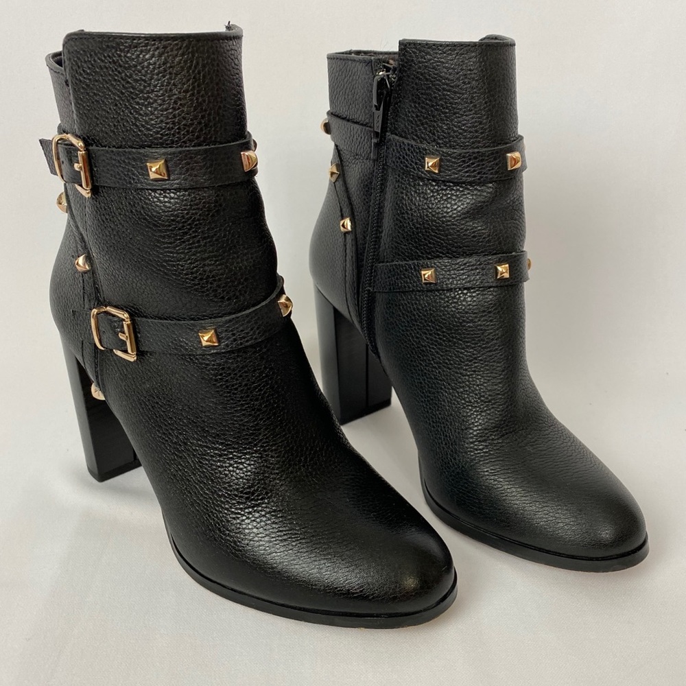 Black leather booties